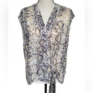 She + Sky Snake Print Faux Wrap Top Size L